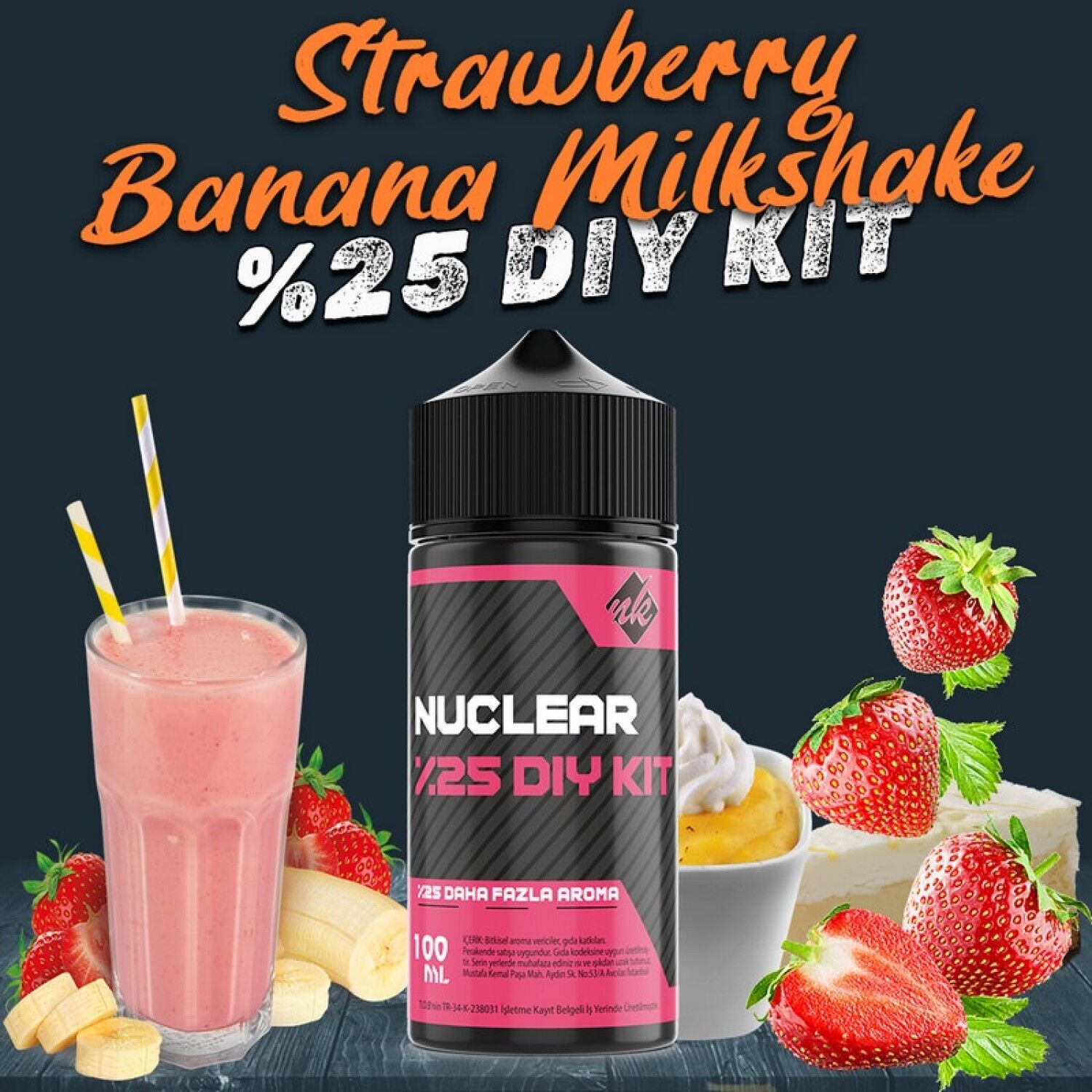 %25 Strawberry Banana Milkshake Yoğun Aroma Dıy-Kit